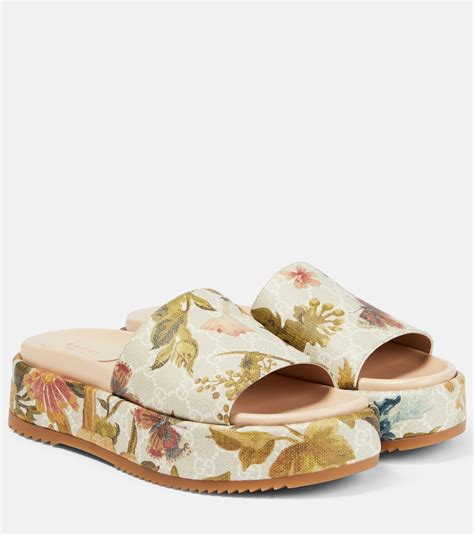 gucci flower slides cheap|gucci floral platform slides.